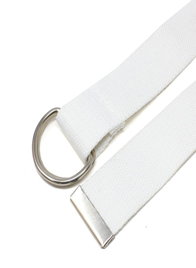 BC Belts حزام قماشي من بي سي بيلتس، مزود بإبزيم مزدوج على شكل حرف D، عرضه 1.5 بوصة، طرفه معدني، لون موحد (أبيض، مقاس متوسط). - Image 2